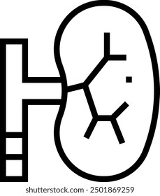 Icono de cálculos renales. Diseño de estilo lineal delgado aislado sobre fondo blanco