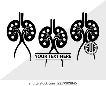 Kidney SVG Monogram Vector Illustration Silhouette