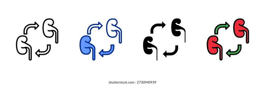 Kidney Transplant icon set multiple style collection