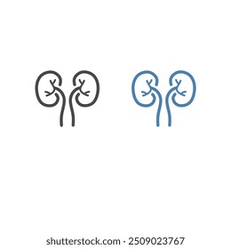 Kidney. Two set different line icon of kidney. Kidney logo design vector template, human organs logo design concept, Icon symbol