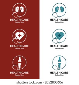 kidney vector, Heart icon with stethoscope. Health Medical Logo template vector illustration design