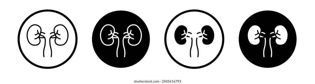 Kidney vector icon set black filled and outlined style.