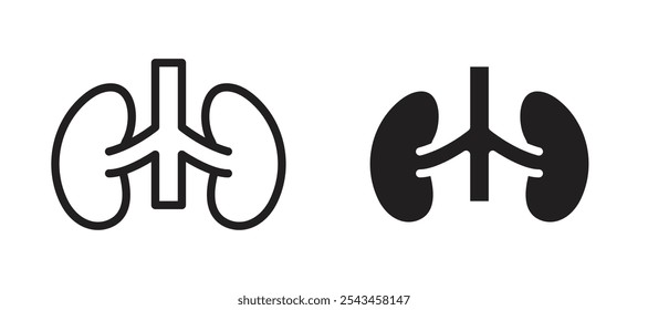 Kidney vector icon set in black.
