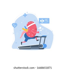Kidney Vector Illustration for world kidney day. Maintaining Kidney Health by keeping active such running