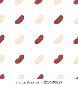 Kidney white and red beans seamless simple pattern. Kidney beans vector background.