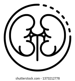 Kidneys in a circle icon. Outline kidneys in a circle vector icon for web design isolated on white background