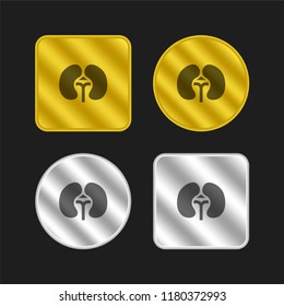 Kidneys gold and silver metallic coin logo icon design