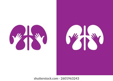 Kidneys and hands logo combination. Unique organ and embrace logotype design template.