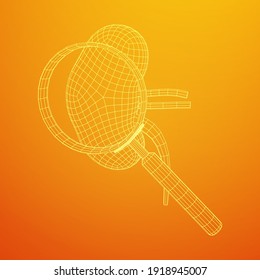 Kidneys human anatomy internal organ with magnifying glass. Medicine science technology concept. Wireframe low poly mesh vector illustration
