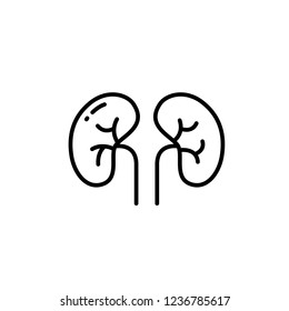 Kidneys icon. Medical science, microbiology, virology study. Internal organs. Medical science, human body. Vector illustration with editable stroke.