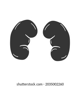 Kidneys Icon Silhouette Illustration. Anatomy Organs Vector Graphic Pictogram Symbol Clip Art. Doodle Sketch Black Sign.