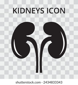 Kidneys icon. Kidneys silhouette, vector image design on transparent background. Vector illustration 