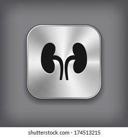 Kidneys icon - vector metal app button with shadow