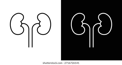 Kidneys icons black and white vector, line icon set.