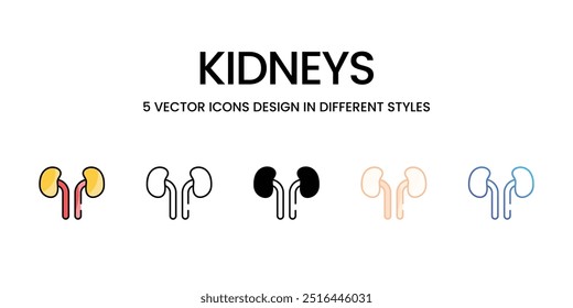 Ícones de rins definir ilustração de estoque de vetor