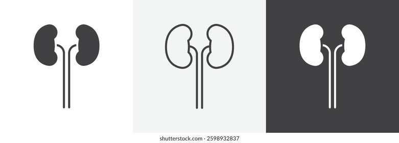 Kidneys icons in Thin line black color. flat simple vector symbols illustration.