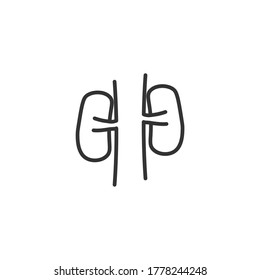 Kidneys isolated line icon for web and mobile