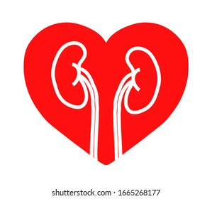 Kidneys of a man on a red background. Symbol. Vector illustration.