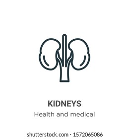 Kidneys outline vector icon. Thin line black kidneys icon, flat vector simple element illustration from editable health and medical concept isolated on white background