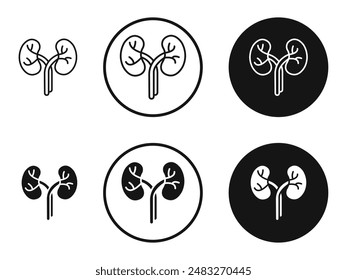 Kidneys outlined icon vector collection.