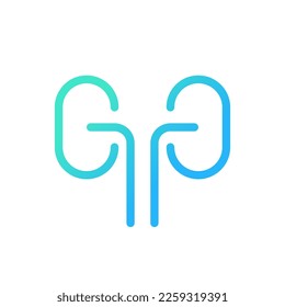 Kidneys pixel perfect gradient linear ui icon. Organ transplantation. Checkup of urinary system. Line color user interface symbol. Modern style pictogram. Vector isolated outline illustration