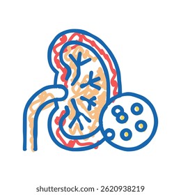 Problema de riñones Vector de dibujo de icono de doodle. signo de problema de riñones. ilustración de símbolo aislado