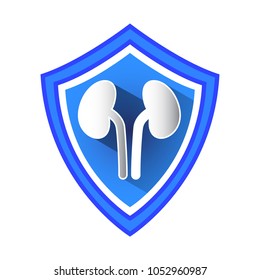 Kidneys Protection Shield Vector Icon.