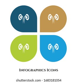Icono de Ilustración de vectores de riñones para todos los fines. Aislado en 4 orígenes diferentes