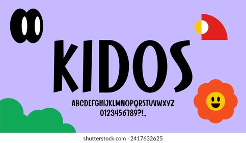 KIDOS FONT VECTOR DISPLAY UPPERCASE PLAYFUL VINTAGE EDITABLE