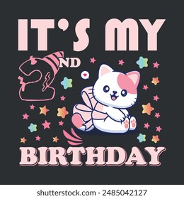 Kids 2nd birthday t-shirt - It's My 9th Birthday T Shirt Design.