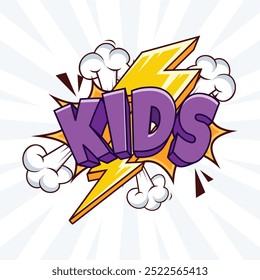 Plantilla de diseño de Vector de dibujos animados de cómic de texto 3D para niños