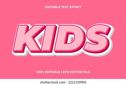 efecto 3d de texto para niños con tema de moda. estilo de fuente de tipografía con letras de texto rosa