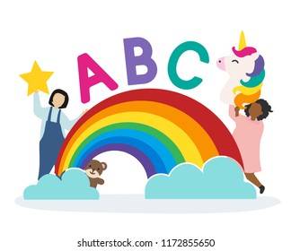 Kids with the ABC letters