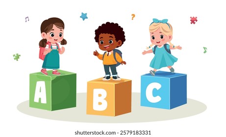 kids abc study vector illustration	