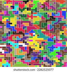 Kids Abstract Multicolor Geometric Pixelated Mosaic Pattern with Square Fragments, Puzzle Random Pixels, Repeatble Low Resolution Effect, 80s Retro Texture, Cube Fashion, Child Construction Background