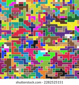Niños Resumen de Patrón Mosaico Multicolor Geométrico Pixelado con Fragmentos Cuadrados, Píxeles Aleatorios De Rompecabezas, Efecto De Baja Resolución Repetible, Textura Retro De Los 80, Moda De Cubo, Fondo De Construcción Infantil