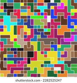 Kids Abstract Multicolor Geometric Pixelated Mosaic Pattern with Square Fragments, Puzzle Random Pixels, Repeatble Low Resolution Effect, 80s Retro Texture, Cube Fashion, Child Construction Background