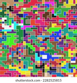Kids Abstract Multicolor Geometric Pixelated Mosaic Pattern with Square Fragments, Puzzle Random Pixels, Repeatble Low Resolution Effect, 80s Retro Texture, Cube Fashion, Child Construction Background