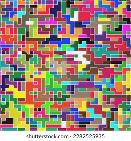 Kids Abstract Multicolor Geometric Pixelated Mosaic Pattern with Square Fragments, Puzzle Random Pixels, Repeatble Low Resolution Effect, 80s Retro Texture, Cube Fashion, Child Construction Background