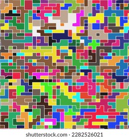 Kids Abstract Multicolor Geometric Pixelated Mosaic Pattern with Square Fragments, Puzzle Random Pixels, Repeatble Low Resolution Effect, 80s Retro Texture, Cube Fashion, Child Construction Background