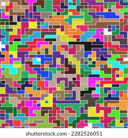 Kids Abstract Multicolor Geometric Pixelated Mosaic Pattern with Square Fragments, Puzzle Random Pixels, Repeatble Low Resolution Effect, 80s Retro Texture, Cube Fashion, Child Construction Background