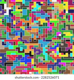 Kids Abstract Multicolor Geometric Pixelated Mosaic Pattern with Square Fragments, Puzzle Random Pixels, Repeatble Low Resolution Effect, 80s Retro Texture, Cube Fashion, Child Construction Background