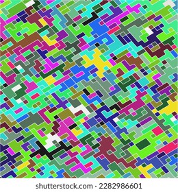 Kids Abstract Multicolor Geometric Pixelated Mosaic Pattern with Square Fragments, Puzzle Random Pixels, Repeatble Low Resolution Effect, 80s Retro Texture, Cube Fashion, Child Construction Background