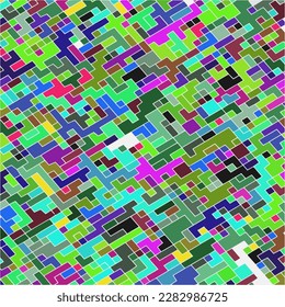 Kids Abstract Multicolor Geometric Pixelated Mosaic Pattern with Square Fragments, Puzzle Random Pixels, Repeatble Low Resolution Effect, 80s Retro Texture, Cube Fashion, Child Construction Background