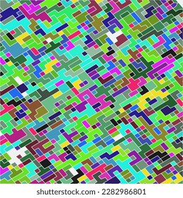 Kids Abstract Multicolor Geometric Pixelated Mosaic Pattern with Square Fragments, Puzzle Random Pixels, Repeatble Low Resolution Effect, 80s Retro Texture, Cube Fashion, Child Construction Background