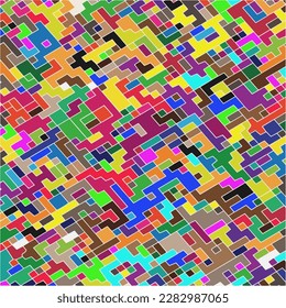 Kids Abstract Multicolor Geometric Pixelated Mosaic Pattern with Square Fragments, Puzzle Random Pixels, Repeatble Low Resolution Effect, 80s Retro Texture, Cube Fashion, Child Construction Background