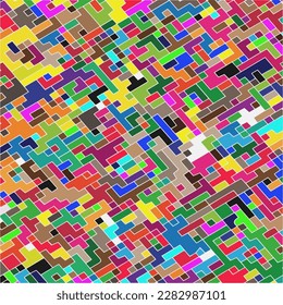 Kids Abstract Multicolor Geometric Pixelated Mosaic Pattern with Square Fragments, Puzzle Random Pixels, Repeatble Low Resolution Effect, 80s Retro Texture, Cube Fashion, Child Construction Background
