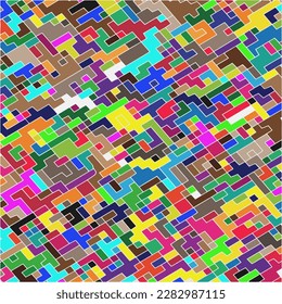 Kids Abstract Multicolor Geometric Pixelated Mosaic Pattern with Square Fragments, Puzzle Random Pixels, Repeatble Low Resolution Effect, 80s Retro Texture, Cube Fashion, Child Construction Background