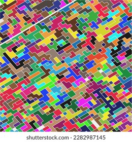 Kids Abstract Multicolor Geometric Pixelated Mosaic Pattern with Square Fragments, Puzzle Random Pixels, Repeatble Low Resolution Effect, 80s Retro Texture, Cube Fashion, Child Construction Background