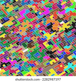 Kids Abstract Multicolor Geometric Pixelated Mosaic Pattern with Square Fragments, Puzzle Random Pixels, Repeatble Low Resolution Effect, 80s Retro Texture, Cube Fashion, Child Construction Background